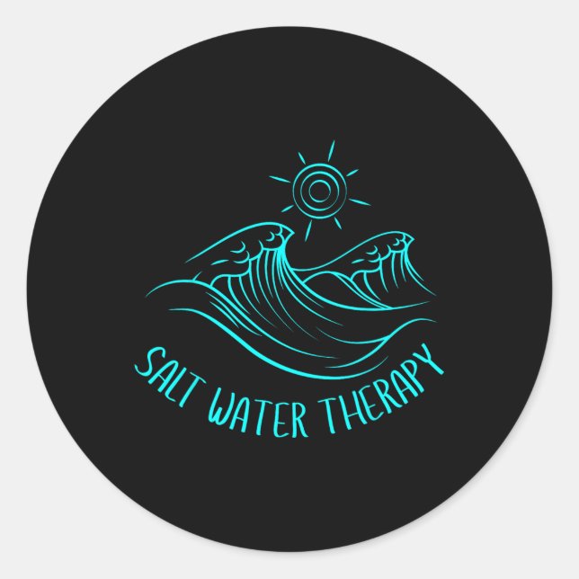 Salt Water Therapy Beach Lover Ocean Waves Summer  Classic Round Sticker (Front)