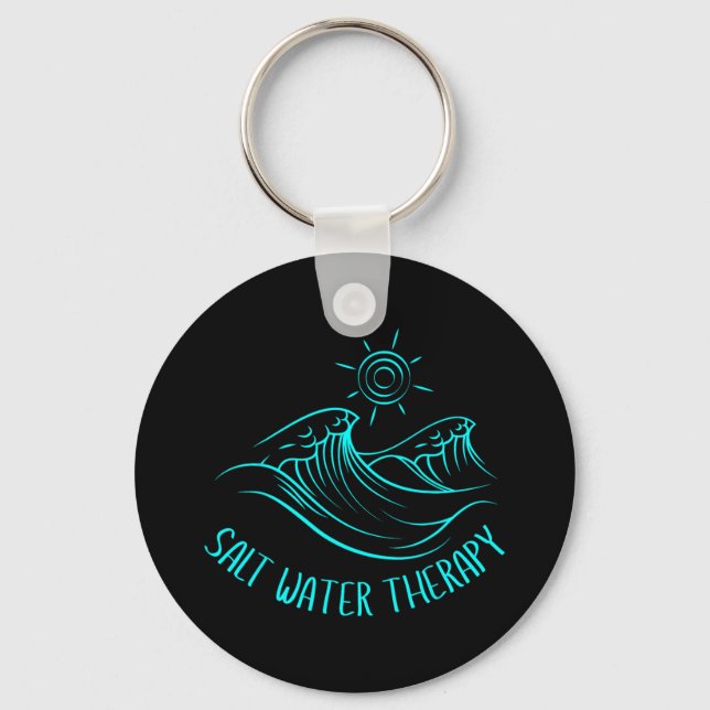 Salt Water Therapy Beach Lover Ocean Waves Summer  Key Ring (Front)