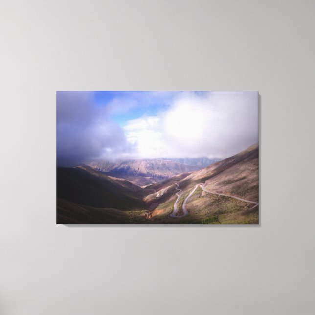 Salta Mountain Serpentine Road With Low Clouds Canvas Print (Front)