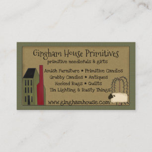 Saltbox & Gingham Primitive Grungy Business Card