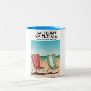 Saltburn-by-the-Sea Vintage poster. Two-Tone Coffee Mug