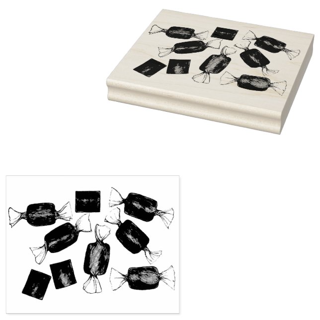 Salted Caramel Candies Sweets Candy Shop Store Rubber Stamp (Stamped)