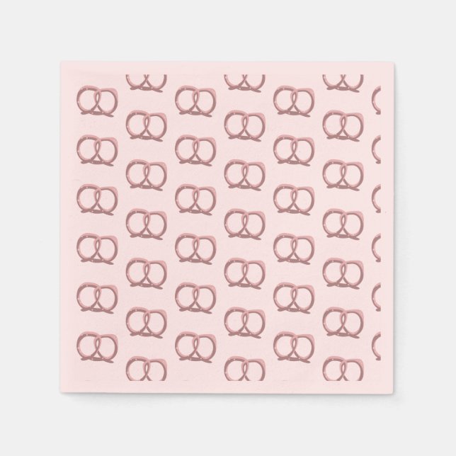 Salted Pretzel Twist Pattern Party Pink Napkin (Front)