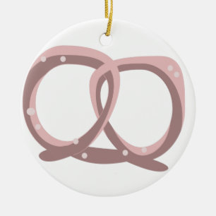 Salted Pretzel Twist Pattern Pink Ceramic Ornamen Tree Decoration