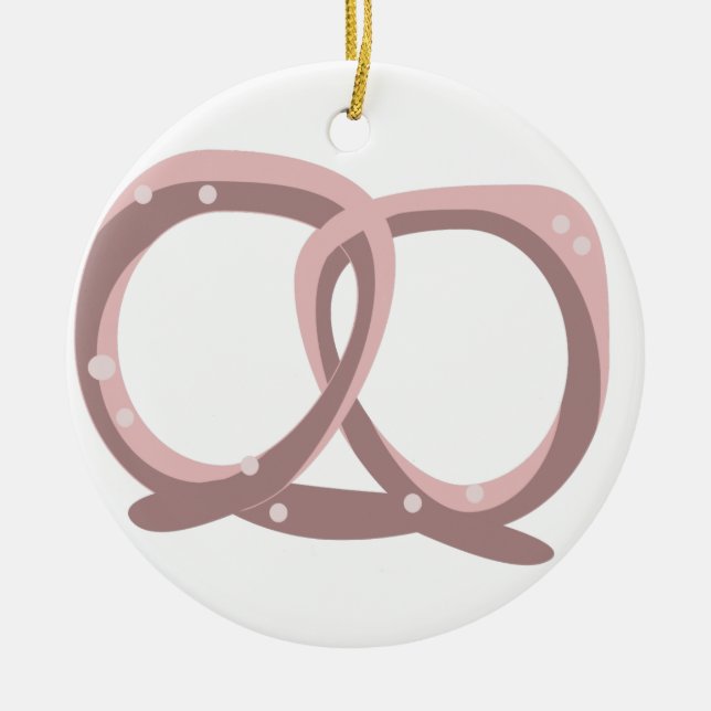 Salted Pretzel Twist Pattern Pink  Ceramic Ornamen Tree Decoration (Front)