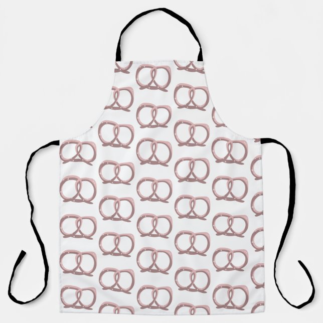 Salted Pretzel Twist Pattern Pink Kitchen  Apron (Front)