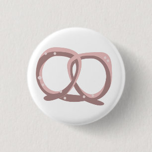 Salted Pretzel Twist Pink 3 Cm Round Badge