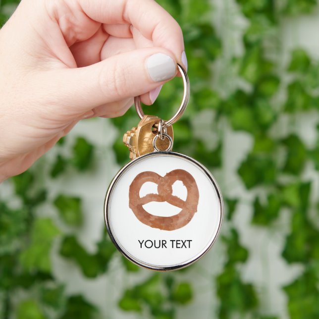 Salted Soft Pretzel Custom Text Key Ring (Hand)