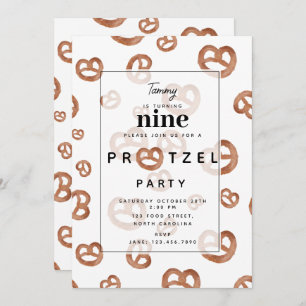 Salted Soft Watercolor Pretzel Birthday Party Invitation