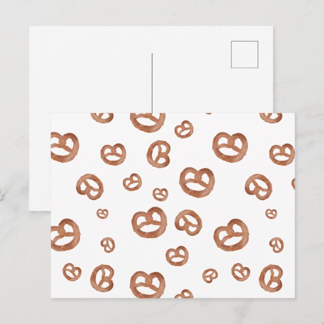 Salted Soft Watercolor Pretzel Pattern Holiday Postcard (Front/Back)