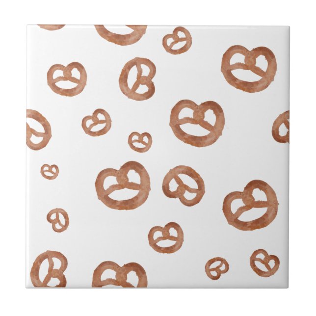 Salted Soft Watercolor Pretzel Seamless Pattern Tile (Front)