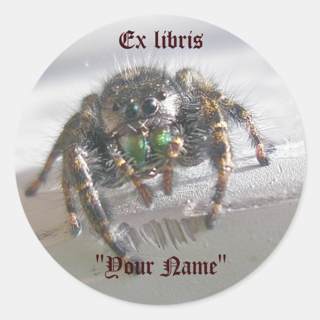 Salticid Jumping Spider Ex libris Stickers (Front)