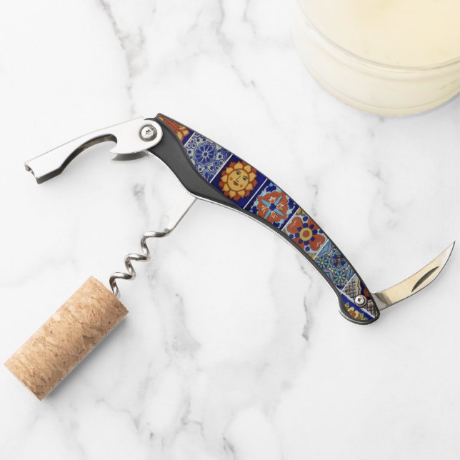 Saltillo Tile Image Knife in Black Christmas Corkscrew (Front)
