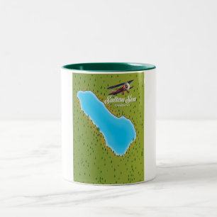Salton Sea California USA map Two-Tone Coffee Mug