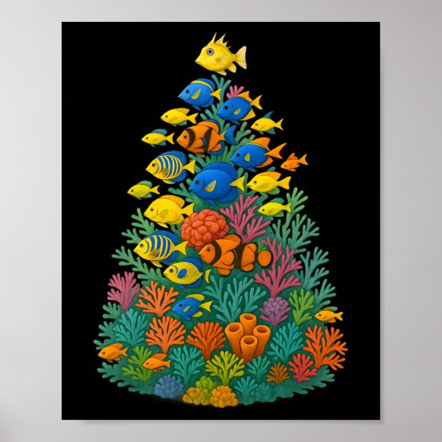 Saltwater Aquarium Christmas Tree  Poster (Front)