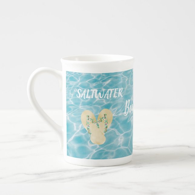 Saltwater Beach Life Aquatic Pool Reflections Bone China Mug (Left)