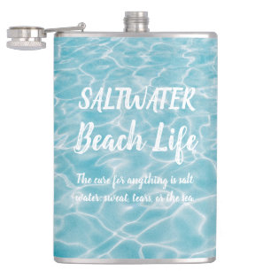 Saltwater Beach Life Aquatic Pool Reflections Hip Flask
