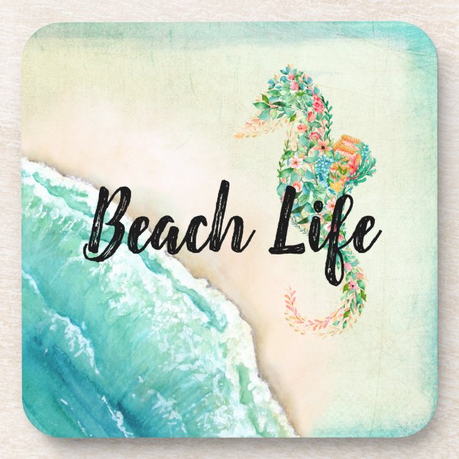 Saltwater Beach Life Seahorse Coaster (Front)