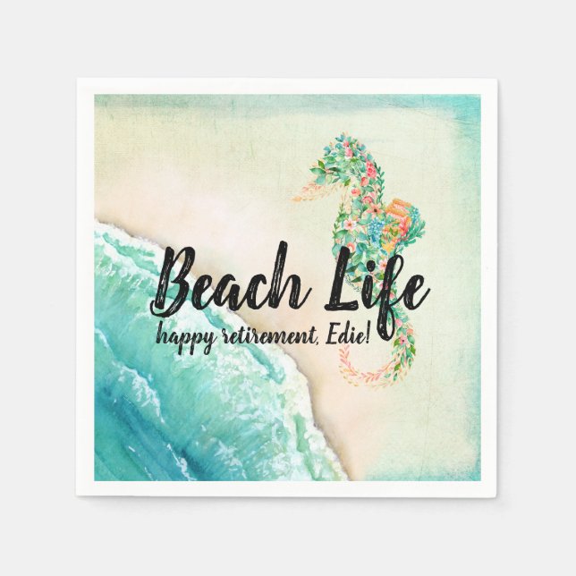 Saltwater Beach Life Seahorse  Napkin (Front)
