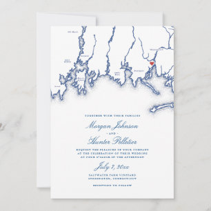 Saltwater Farm Vineyard Stonington CT Blue Wedding Invitation