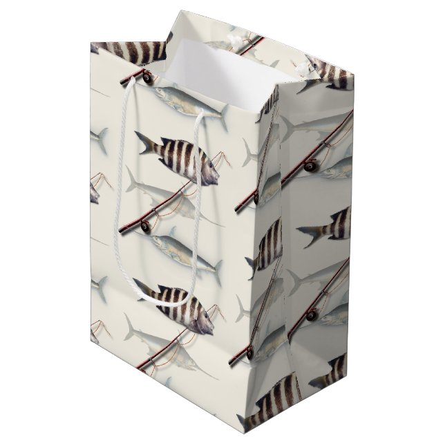 Saltwater Fisherman Fishing Theme Adult Gift Bag (Front Angled)