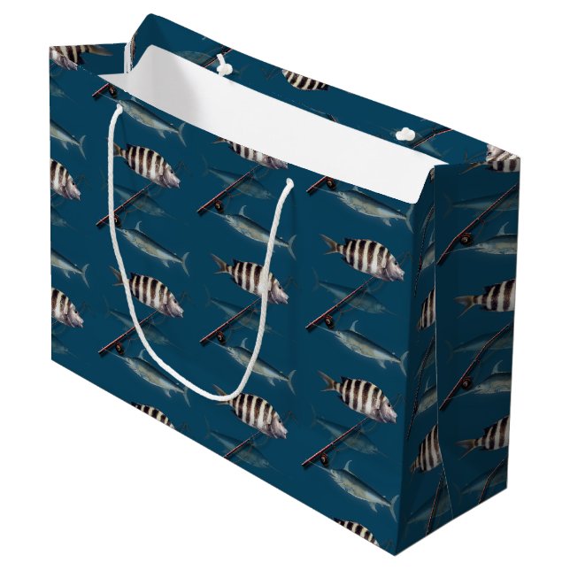 Saltwater Fisherman Paper Gift Bag (Front Angled)