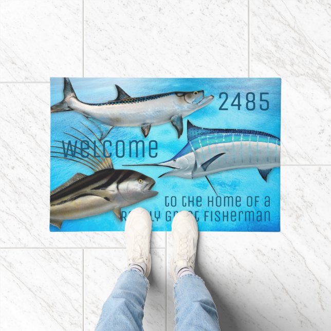 Saltwater Fisherman Welcome Saying Marlin Tarpon D Doormat (Indoor)