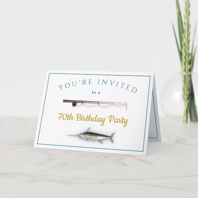 Saltwater Fishing Adult Male Birthday Party Invita Card (Front)