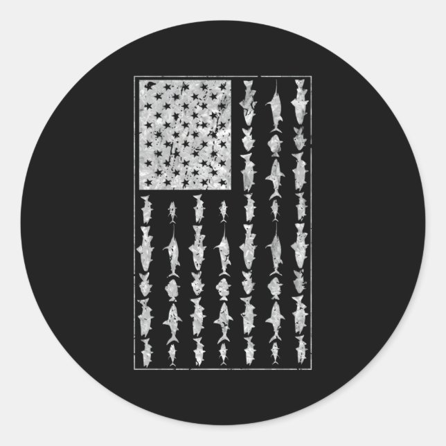Saltwater Fishing American Flag Saltwaters Fish Classic Round Sticker (Front)