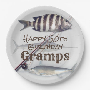 Saltwater Fishing Fisherman's Birthday Party Paper Plate