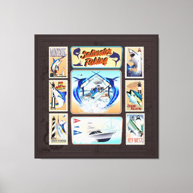 Saltwater Fishing Lighthouses Canvas Print (Front)