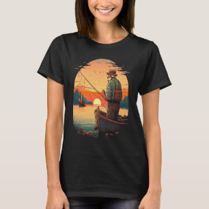 Saltwater Fishing Trip Fisherman Fishing On Sunset T-Shirt