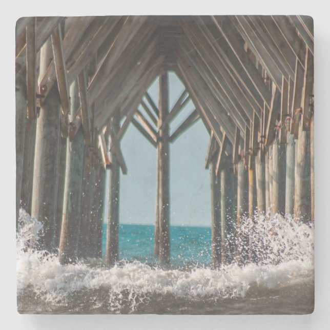 Saltwater Gospel - Surf City, NC Pier Stone Coaster (Front)