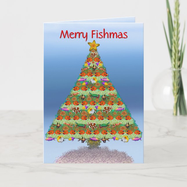 Saltwater Reef Aquarium Fish Christmas Card (Front)