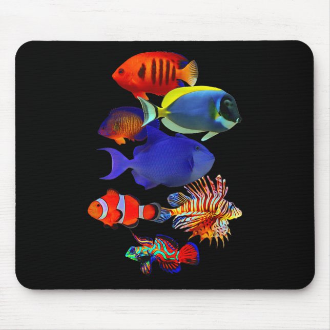 Saltwater Reef Fish Tank Lovers Trigger Fish Manda Mouse Mat (Front)