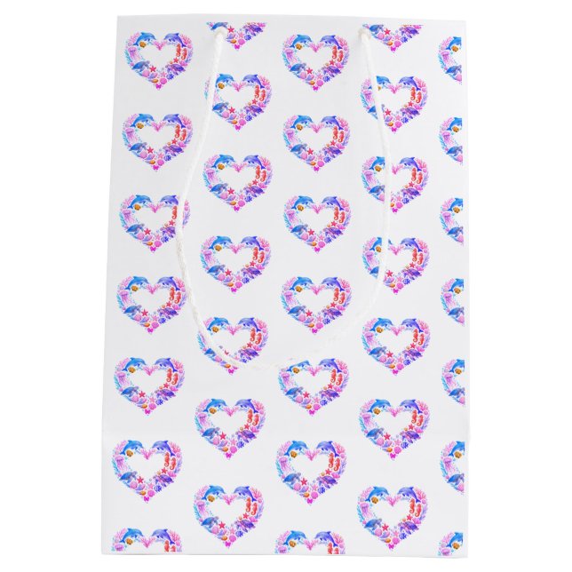 Saltwater Sea Life Heart Medium Gift Bag (Back)