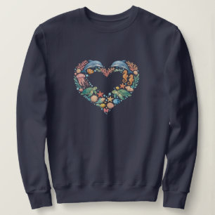 Saltwater Sea Life Heart Sweatshirt