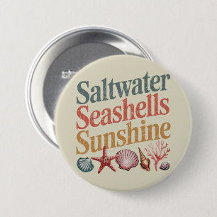 Saltwater Seashells Sunshine Summer Beach Vacation 7.5 Cm Round Badge