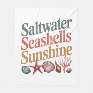 Saltwater Seashells Sunshine Summer Beach Vacation Fleece Blanket