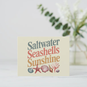 Saltwater Seashells Sunshine Summer Beach Vacation Postcard