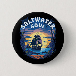 Saltwater Soul - Old Galleon Boat 6 Cm Round Badge