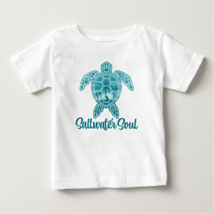 Saltwater Soul Tropical Sea Turtle with Palm Trees Baby T-Shirt