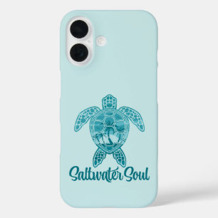 Saltwater Soul Tropical Sea Turtle with Palm Trees iPhone 16 Case