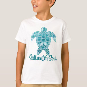 Saltwater Soul Tropical Sea Turtle with Palm Trees T-Shirt