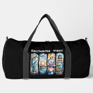 Saltwater Vibes Nautical Panels  Duffle Bag