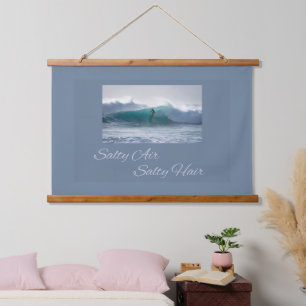 Salty Air Salty Hair, Surfing Coastal Beach House Hanging Tapestry
