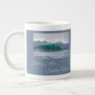 Salty Air Salty Hair, Surfing Coastal Beach House Large Coffee Mug