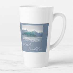 Salty Air Salty Hair, Surfing Coastal Beach House Latte Mug
