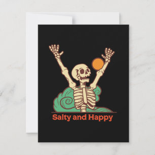 Salty and Happy Skeleton on a Holiday Card