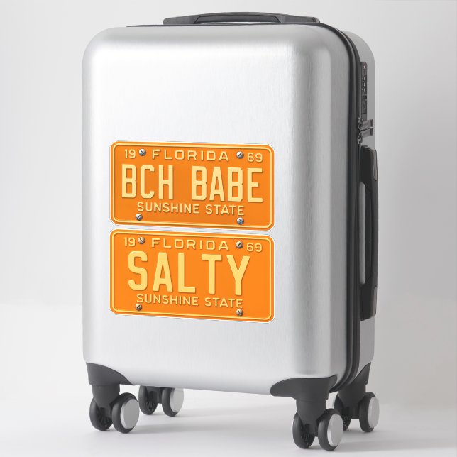 Salty Beach Babe -1969 Retro Florida License Plate (Suitcase)